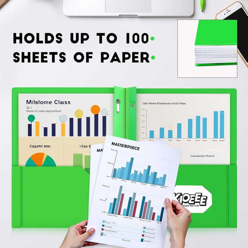 KIOEEE Heavy Duty Plastic Folders with 2 Pockets and 3 Prongs (12 Pack),Fit Letter Size Paper, Business Card Slot, Assorted Colors for School,Office and Home - Image 5